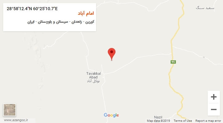روستای امام آباد بر روی نقشه