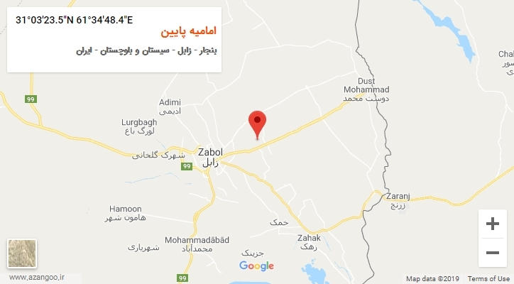 روستای امامیه پایین بر روی نقشه