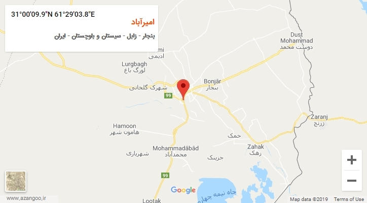 روستای امیرآباد بر روی نقشه