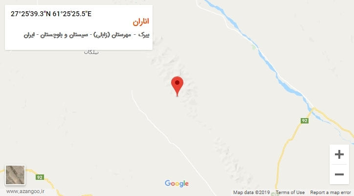 روستای اناران بر روی نقشه