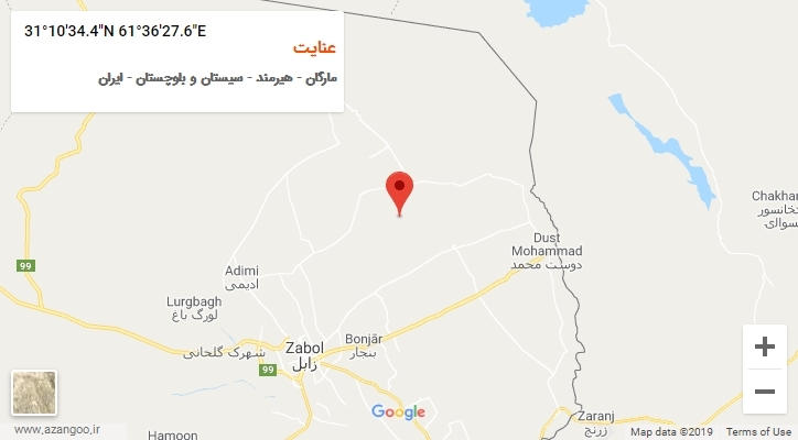 روستای عنایت بر روی نقشه