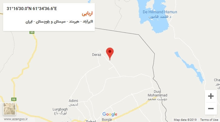 روستای اربابی بر روی نقشه