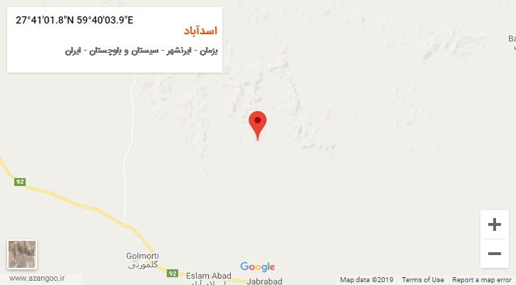 روستای اسدآباد بر روی نقشه