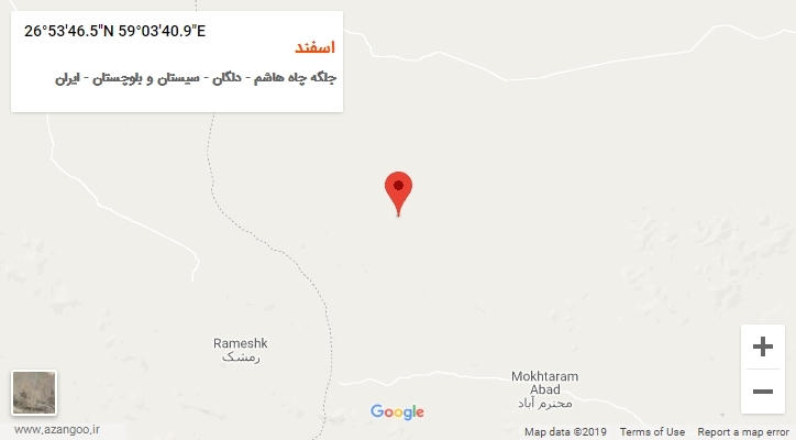 روستای اسفند بر روی نقشه
