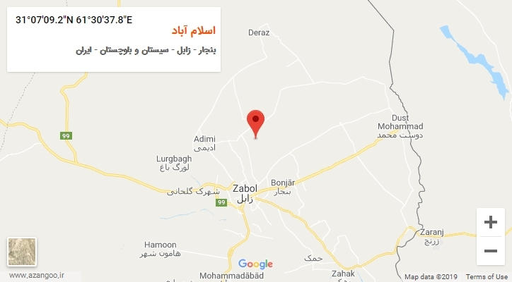 روستای اسلام آباد بر روی نقشه