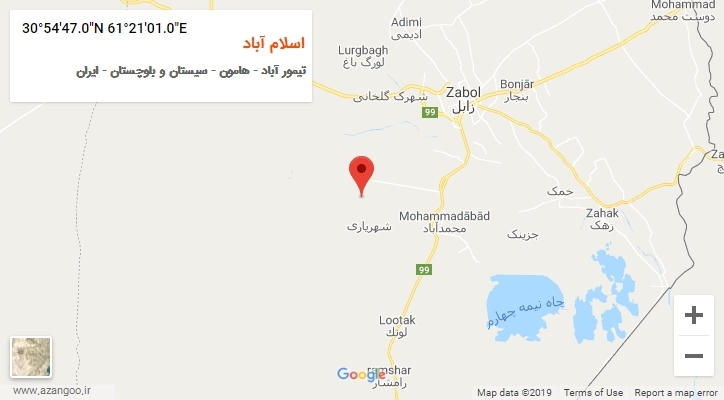 روستای اسلام آباد بر روی نقشه