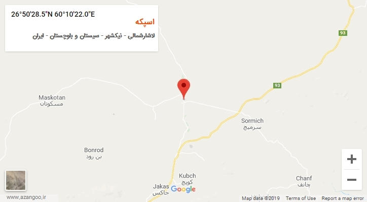 روستای اسپکه بر روی نقشه