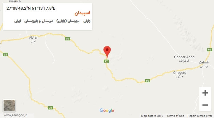 روستای اسپیدان بر روی نقشه