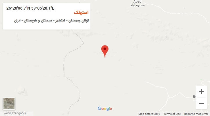 روستای استهلک بر روی نقشه