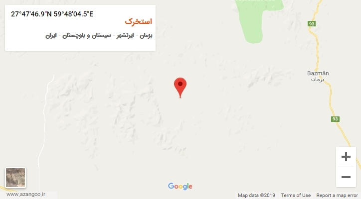 روستای استخرک بر روی نقشه