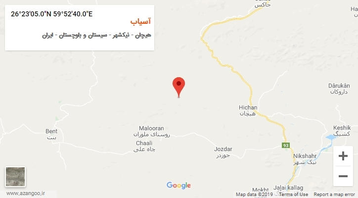 روستای آسیاب بر روی نقشه