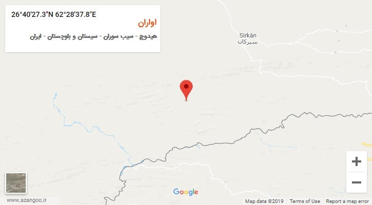 روستای اواران بر روی نقشه