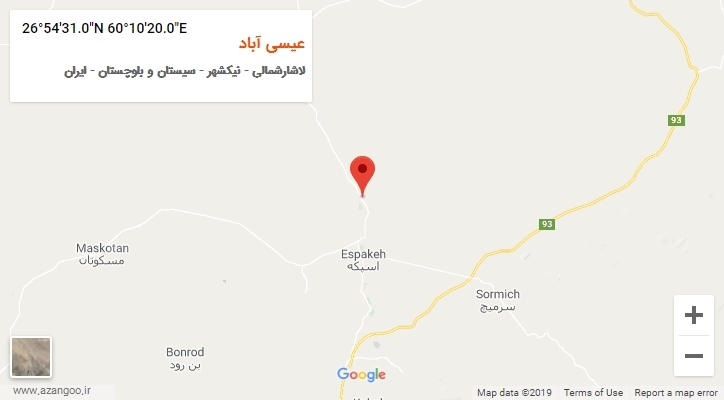 روستای عیسی آباد بر روی نقشه
