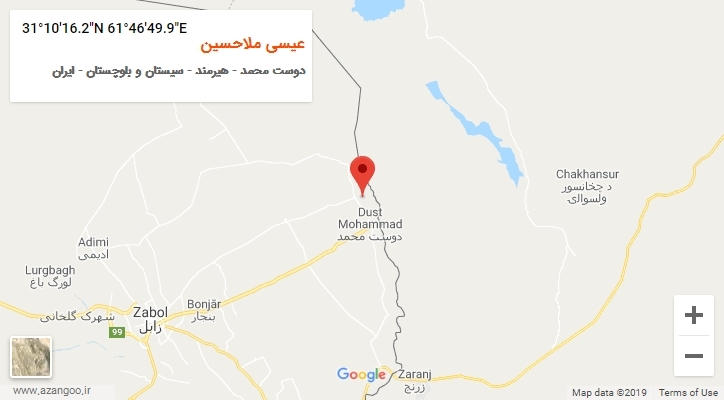 روستای عیسی ملاحسین بر روی نقشه
