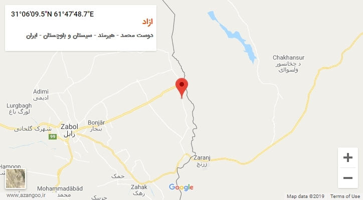 روستای ازاد بر روی نقشه