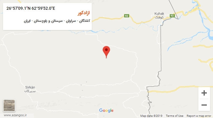 روستای ازادکور بر روی نقشه