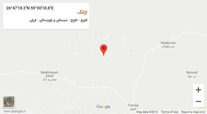 روستای ازانگ بر روی نقشه