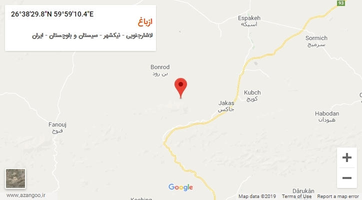 روستای ازباغ بر روی نقشه
