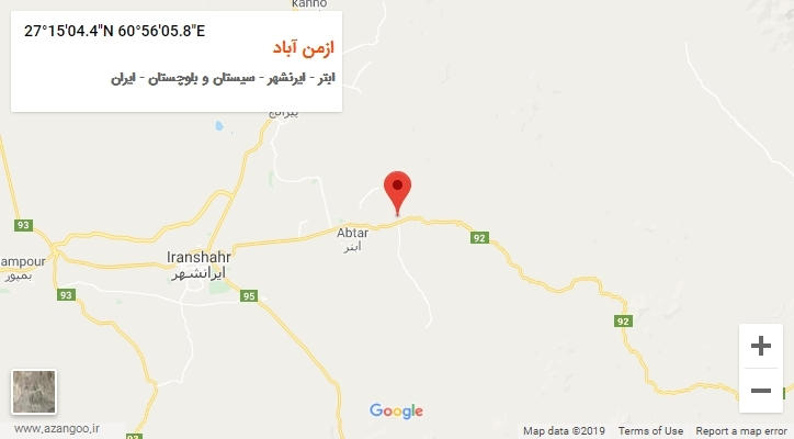 روستای ازمن آباد بر روی نقشه