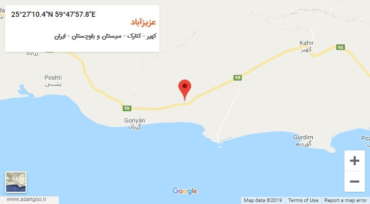 روستای عزیزآباد بر روی نقشه