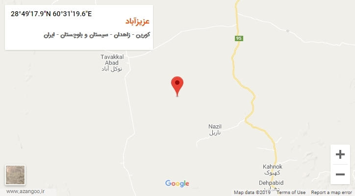 روستای عزیزآباد بر روی نقشه
