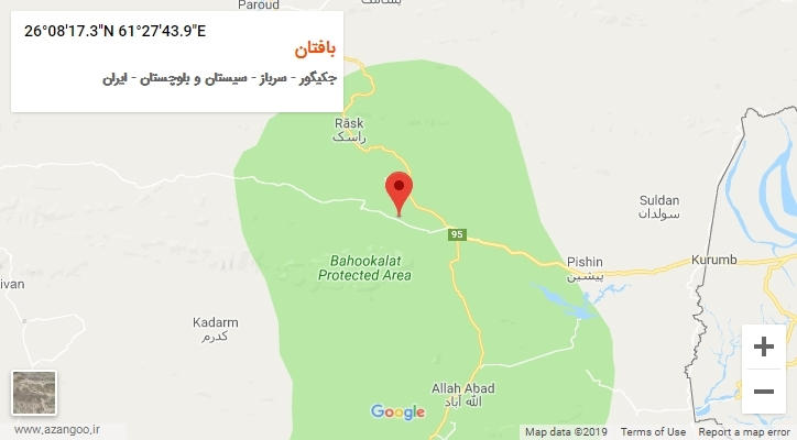 روستای بافتان بر روی نقشه
