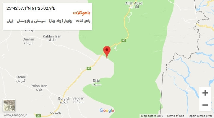 روستای باهوکلات بر روی نقشه