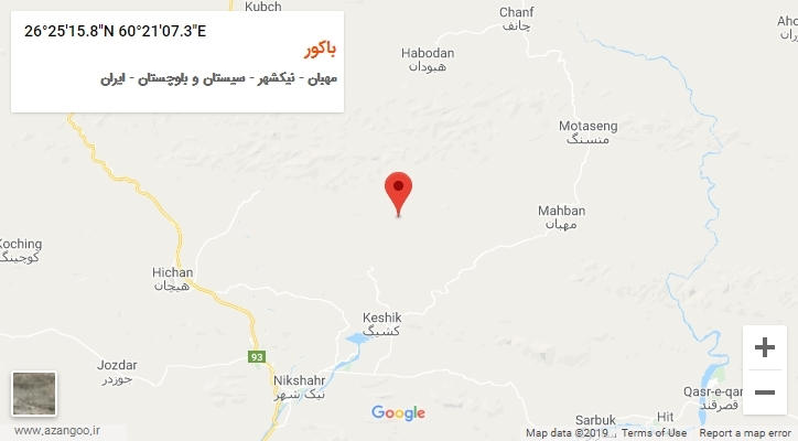 روستای باکور بر روی نقشه