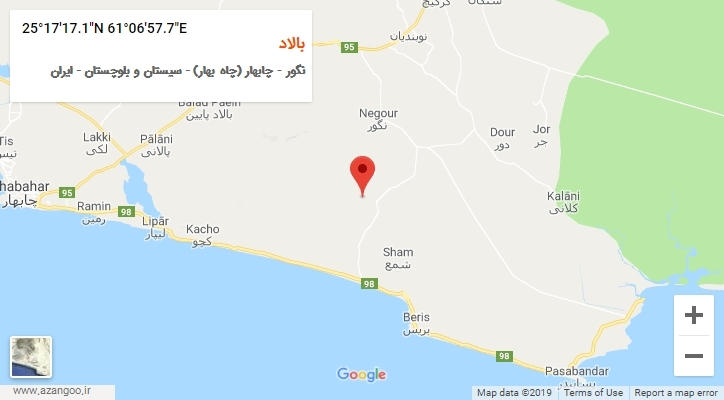 روستای بالاد بر روی نقشه