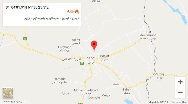 روستای بالاخانه بر روی نقشه