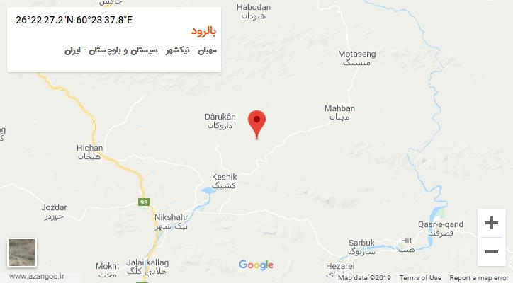 روستای بالرود بر روی نقشه