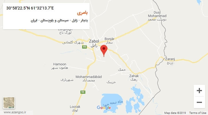 روستای بامری بر روی نقشه