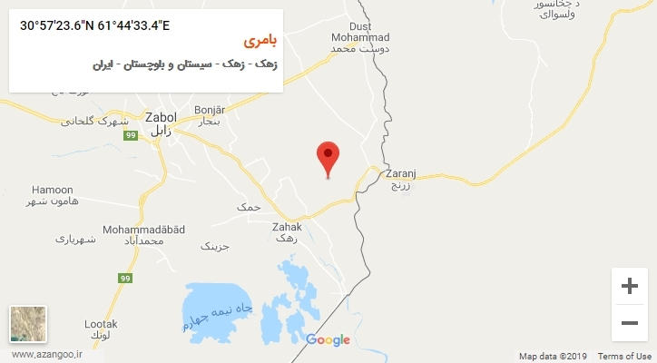 روستای بامری بر روی نقشه