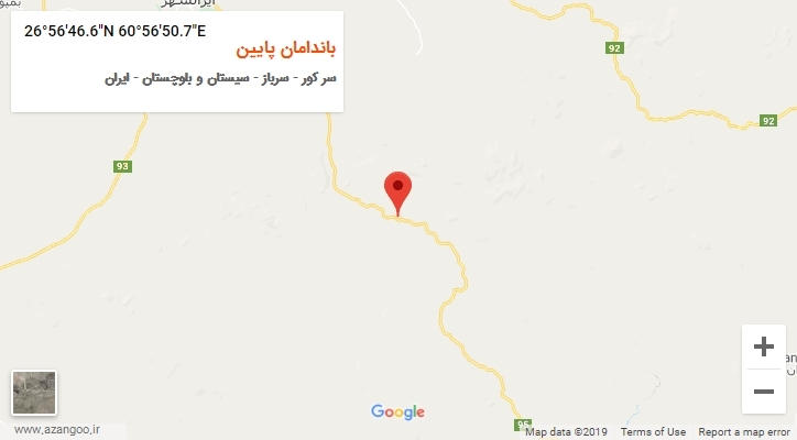 روستای باندامان پایین بر روی نقشه