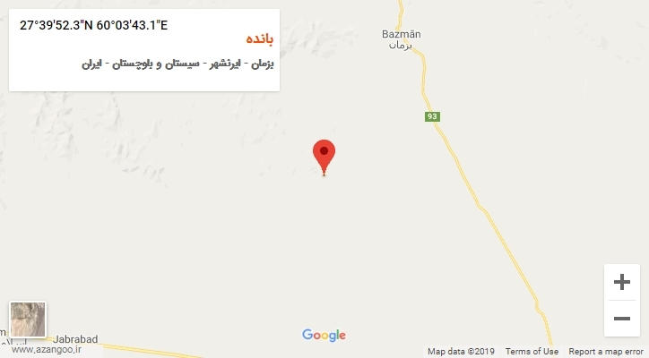 روستای بانده بر روی نقشه