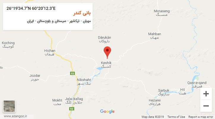 روستای بانی کندر بر روی نقشه