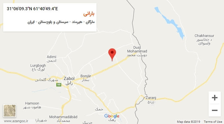 روستای بارانی بر روی نقشه