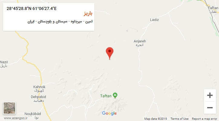 روستای باریز بر روی نقشه