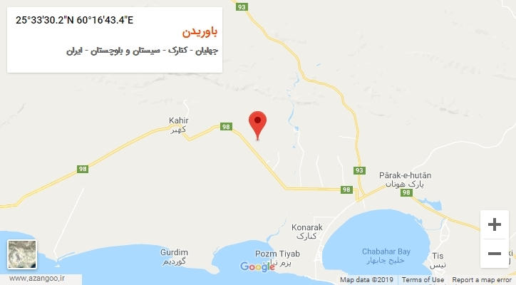 روستای باوریدن بر روی نقشه