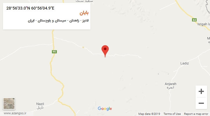 روستای بایان بر روی نقشه
