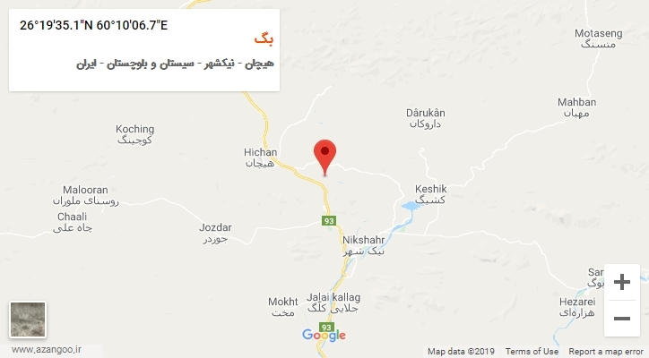 روستای بگ بر روی نقشه