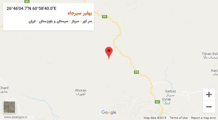 روستای بهلیر سیرجاه بر روی نقشه