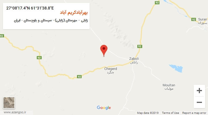 روستای بهرآبادکریم آباد بر روی نقشه