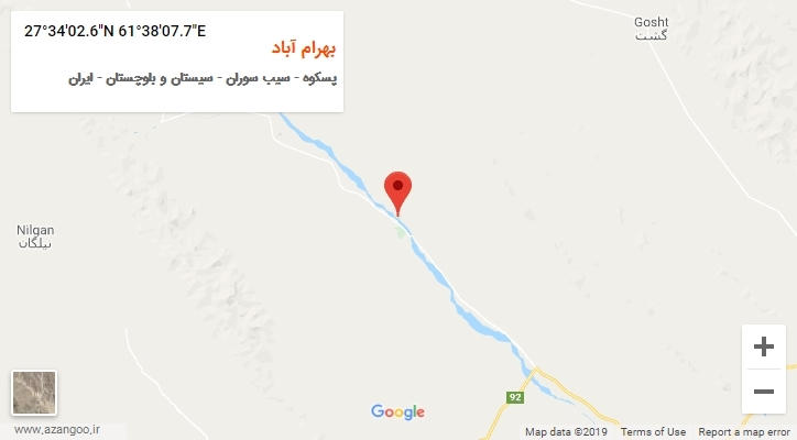 روستای بهرام آباد بر روی نقشه