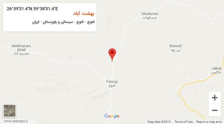 روستای بهشت آباد بر روی نقشه
