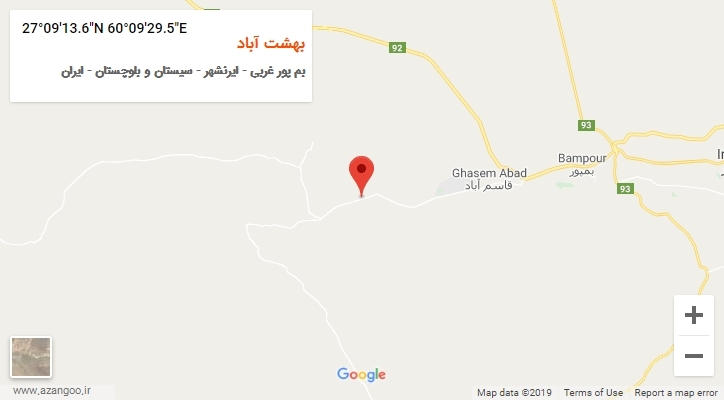 روستای بهشت آباد بر روی نقشه