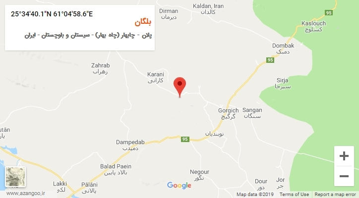 روستای بلگان بر روی نقشه