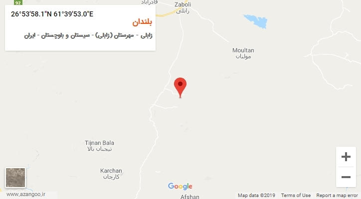 روستای بلندان بر روی نقشه