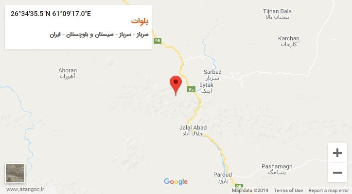 روستای بلوات بر روی نقشه