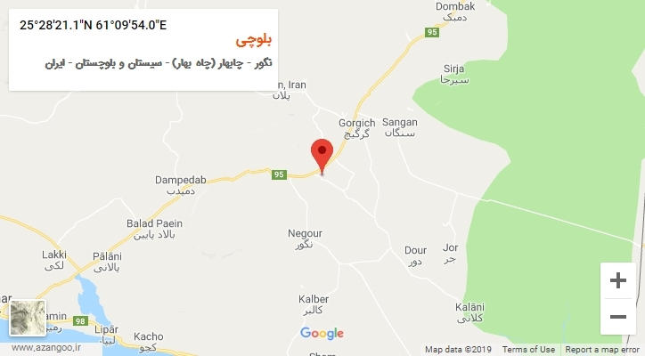 روستای بلوچی بر روی نقشه